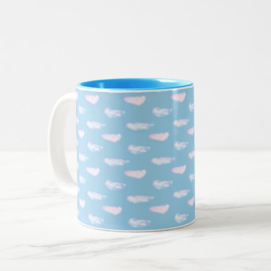 Cute Pastel Clouds Two-Tone Coffee Mok (Voorkant links)