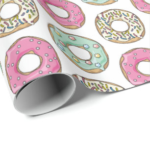Cute Pastel Colored Icing Donuts Pattern Cadeaupapier