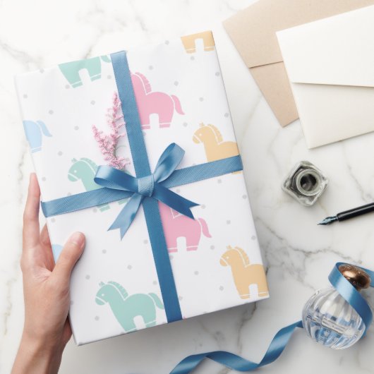 Cute Pastel Colorful Horses Dots Pattern 2026 Cadeaupapier (Geschenken)