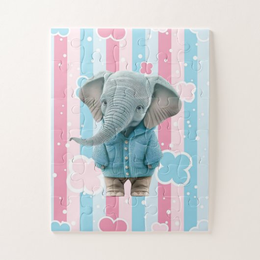 Cute Pastel Colors Elephant Puzzles Legpuzzel (Verticaal)