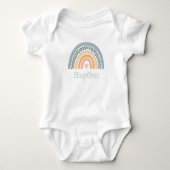 Cute Pastel Colors Hand Drawn Rainbow Baby Bodysui Romper (Voorkant)