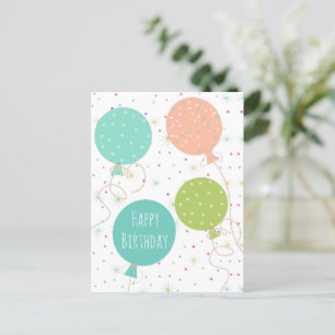 Cute Pastel Colted Balloons Happy Birthday Briefkaart