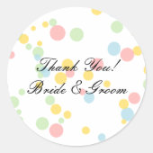Cute pastel confetti stippen douane bruiloft bedan ronde sticker (Voorkant)