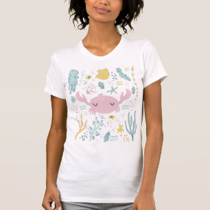 Cute Pastel Crab Underwater Ocean Thmed Art T-shirt
