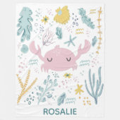Cute Pastel Crab Underwater Scene op maat Fleece Deken (Voorkant)
