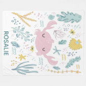 Cute Pastel Crab Underwater Scene op maat Fleece Deken (Voorkant (Horizontaal))
