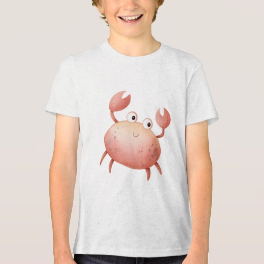 Cute Pastel Crab Watercolor Illustration Tri-Blend Shirt (Voorkant)