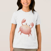 Cute Pastel Crab Watercolor Illustration Tri-Blend Shirt (Voorkant)