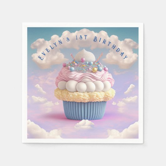 Cute Pastel Cupcake Birthday Servet (Voorkant)
