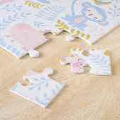 Cute Pastel Dierenwinkel Monogramme meisje Roze Legpuzzel (Zijkant)
