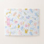 Cute Pastel Dierenwinkel Monogramme meisje Roze Legpuzzel (Horizontaal)
