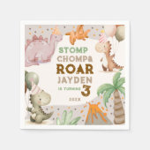 Cute Pastel Dinosaur Birthday Party Servet (Voorkant)