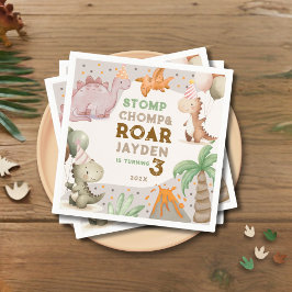 Cute Pastel Dinosaur Birthday Party  Servet