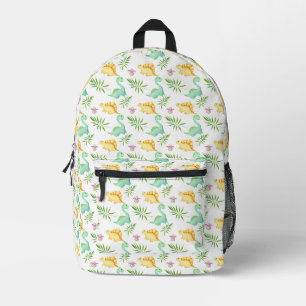 Cute Pastel Dinosaur & Palm Bladeren Patroon Bedrukte Rugzak