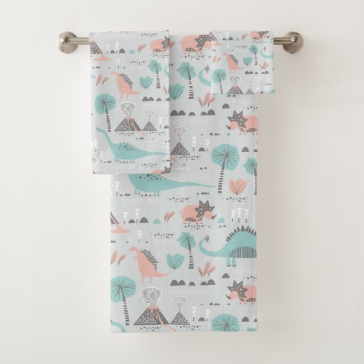 Cute Pastel Dinosaur Pattern Bad Handdoek (Insitu)