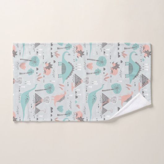 Cute Pastel Dinosaur Pattern Bad Handdoek (Handdoek)