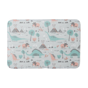 Cute Pastel Dinosaur Pattern Badmat