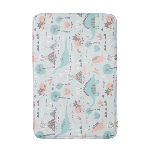 Cute Pastel Dinosaur Pattern Badmat (Voorkant Verticaal)