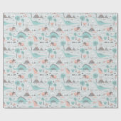 Cute Pastel Dinosaur Pattern Cadeaupapier (Vlak)