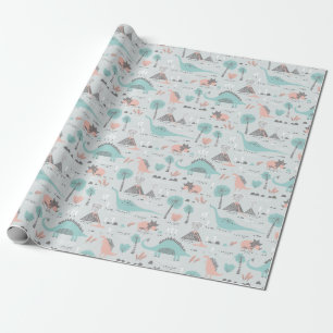 Cute Pastel Dinosaur Pattern Cadeaupapier