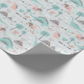 Cute Pastel Dinosaur Pattern Cadeaupapier (Hoek)