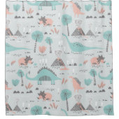 Cute Pastel Dinosaur Pattern Douchegordijn (Voorkant)