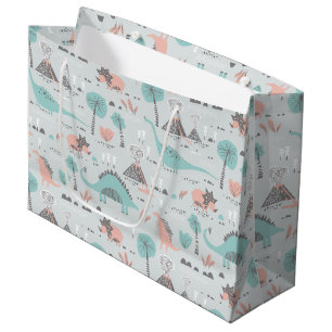 Cute Pastel Dinosaur Pattern Groot Cadeauzakje