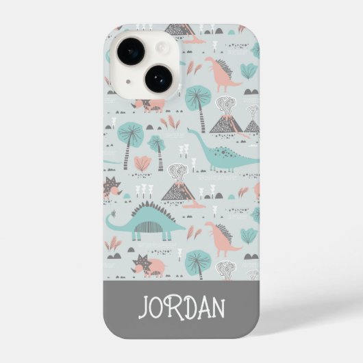 Cute Pastel Dinosaur Pattern iPhone Hoesje (Achterkant)