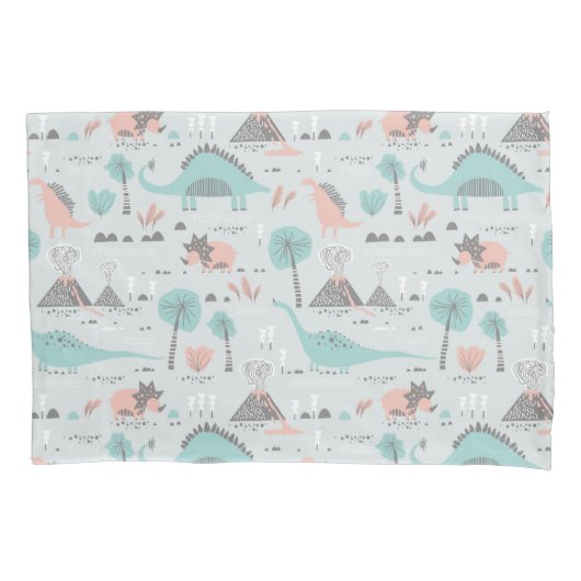 Cute Pastel Dinosaur Pattern Kussensloop (Voorkant)