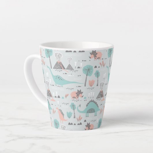 Cute Pastel Dinosaur Pattern Latte Mok (Linkerhoek)