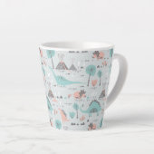Cute Pastel Dinosaur Pattern Latte Mok (Rechterhoek)