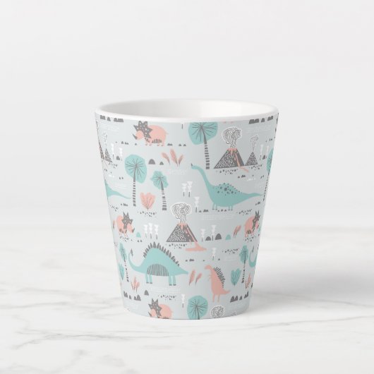 Cute Pastel Dinosaur Pattern Latte Mok (Voorkant)