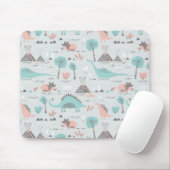 Cute Pastel Dinosaur Pattern Muismat (Met muis)