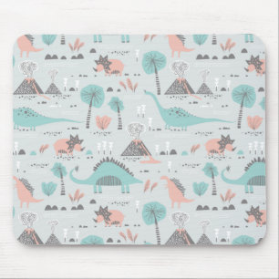 Cute Pastel Dinosaur Pattern Muismat