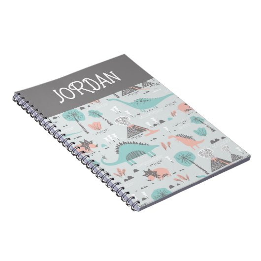 Cute Pastel Dinosaur Pattern Notitieboek (Rechterzijde)