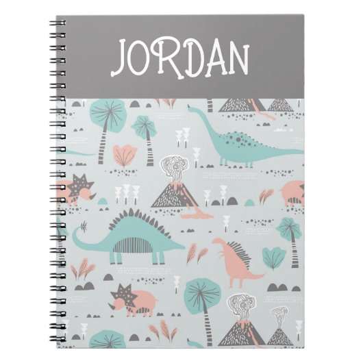 Cute Pastel Dinosaur Pattern Notitieboek (Voorkant)