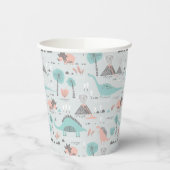 Cute Pastel Dinosaur Pattern Papieren Bekers (Links)