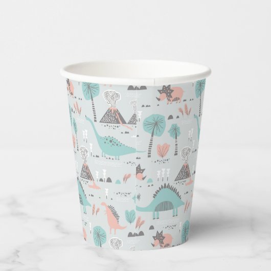 Cute Pastel Dinosaur Pattern Papieren Bekers (Rechts)