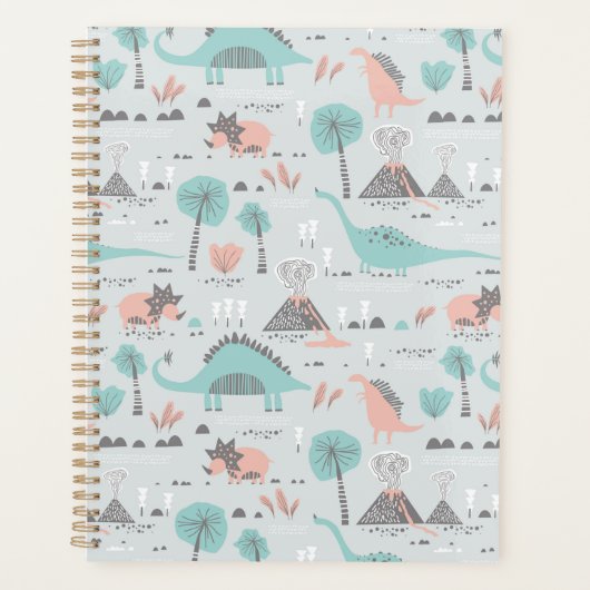 Cute Pastel Dinosaur Pattern Planner (Voorkant)