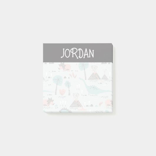 Cute Pastel Dinosaur Pattern Post-it® Notes (Voorkant)