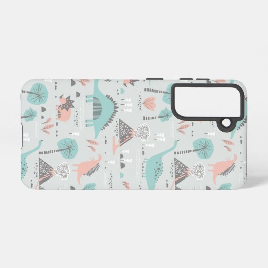 Cute Pastel Dinosaur Pattern Samsung Galaxy Hoesje (Achterkant horizontaal)