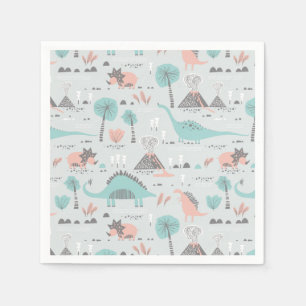 Cute Pastel Dinosaur Pattern Servet