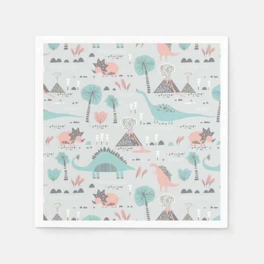Cute Pastel Dinosaur Pattern Servet (Voorkant)