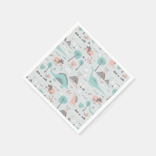 Cute Pastel Dinosaur Pattern Servet (Hoek)