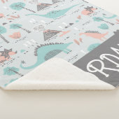 Cute Pastel Dinosaur Pattern Sherpa Deken (3/4)