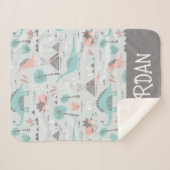 Cute Pastel Dinosaur Pattern Sherpa Deken (Voorkant (horizontaal))