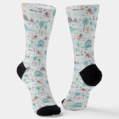 Cute Pastel Dinosaur Pattern Sokken (Gebogen)