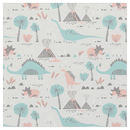 Cute Pastel Dinosaur Pattern Stof (Close Up)
