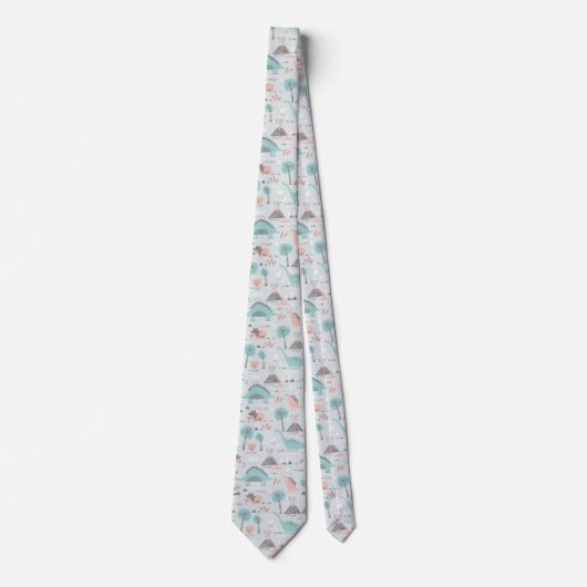 Cute Pastel Dinosaur Pattern Stropdas (Voorkant)
