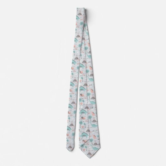 Cute Pastel Dinosaur Pattern Stropdas (Achterkant)